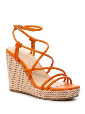 Marc Fisher Zesty Tangerine Orange Strappy Wedge Sandals